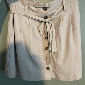 Beige Mini Skirt with Tie
